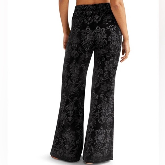 Beyond Yoga Best Dress Pant in Black Textured Velvet Wide Leg Flare Size XS NWT - Picture 2 of 11